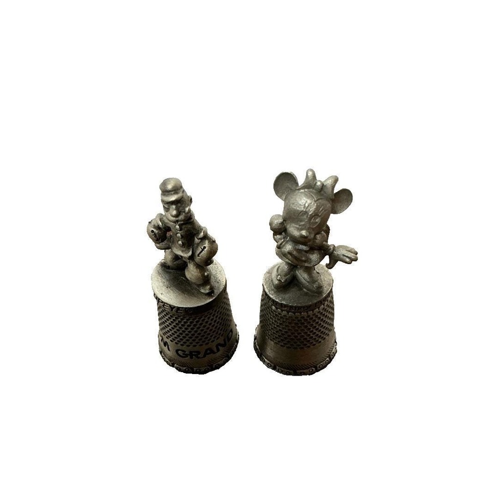 Vintage Popeye & Minnie Mouse Figural Metal Thimbles Lot of 2